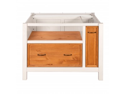 Ilha para cozinha em branco lavado sem o tampo / Coleção England